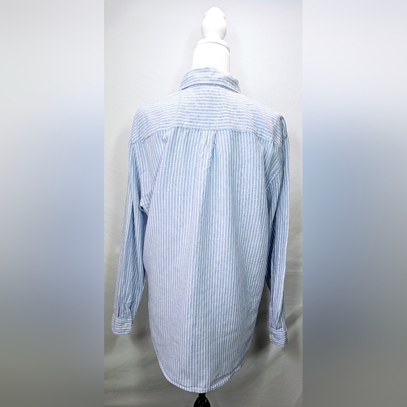 Small H&M Blue Striped Button-Up Shirt - Picture 4 of 5